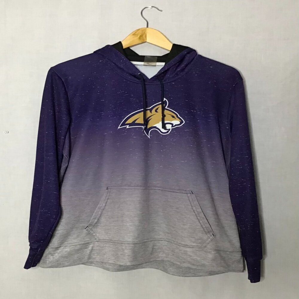 Mens Ombré Montana State Bobcats Long Sleeve Polyester Pullover Hoodie Size XL